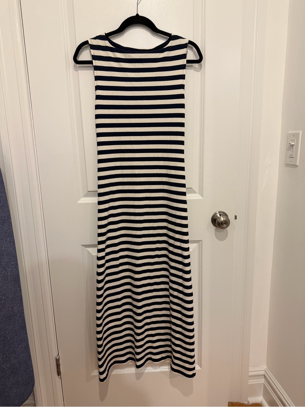 J. Crew Black and White Striped Sleeveless Maxi Dress